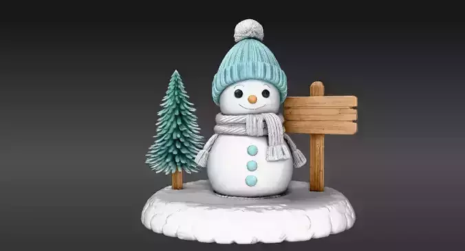 Cozy Snowman Decor Set 3D Scene Model Winter Figurine Christmas