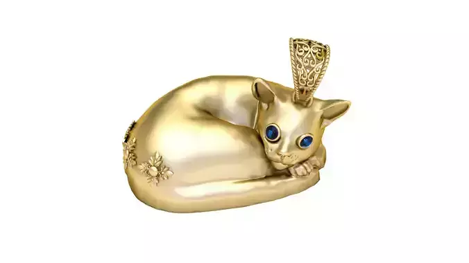 Sleeping Royal Cat Pendant    