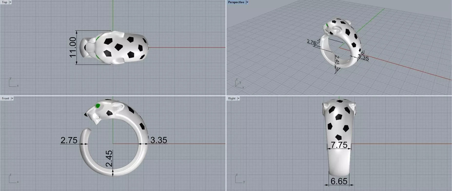 Panther Ring Medium Enamel 15mm-20mm 3D print model_5