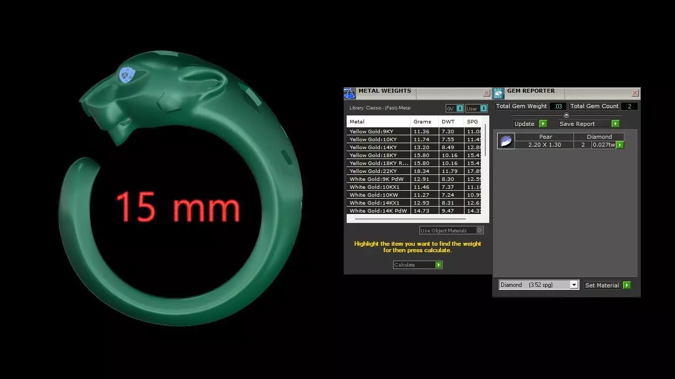 Panther Ring Medium Enamel 15mm-20mm 3D print model_8