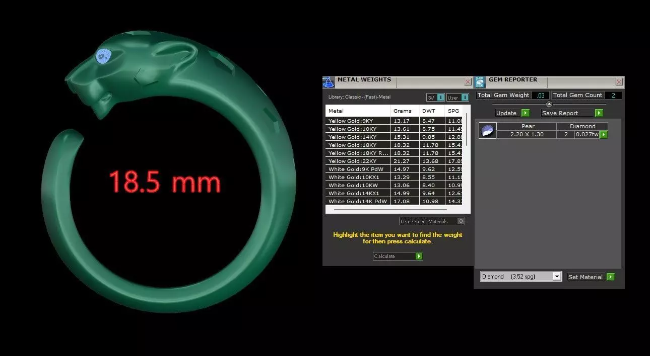 Panther Ring Medium Enamel 15mm-20mm 3D print model_15