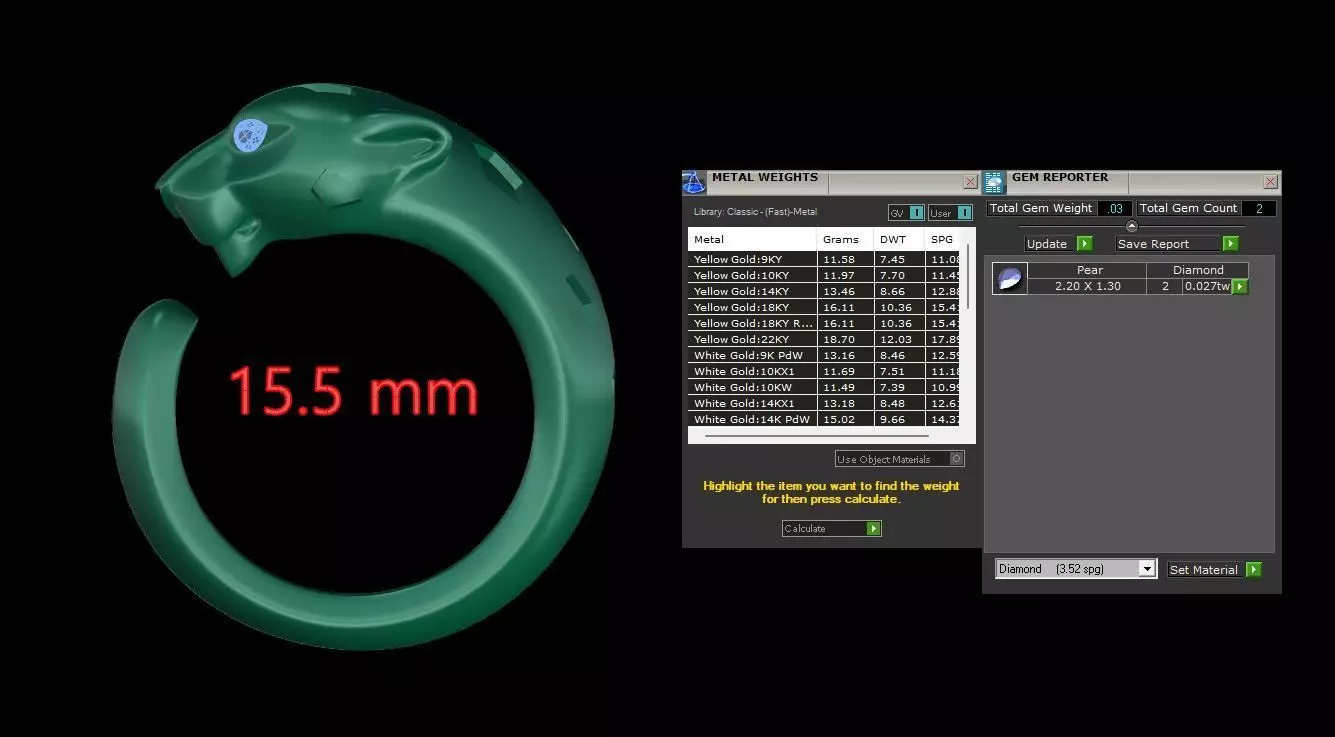 Panther Ring Medium Enamel 15mm-20mm 3D print model_9