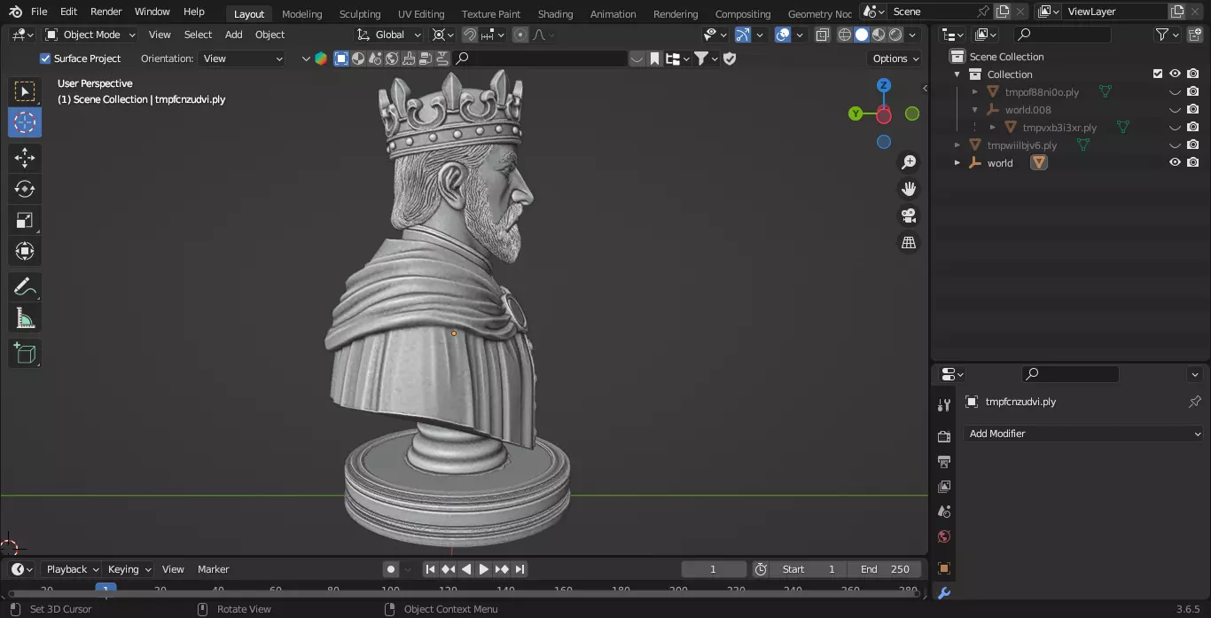 Medieval French King Chess Piece 3D print model_5