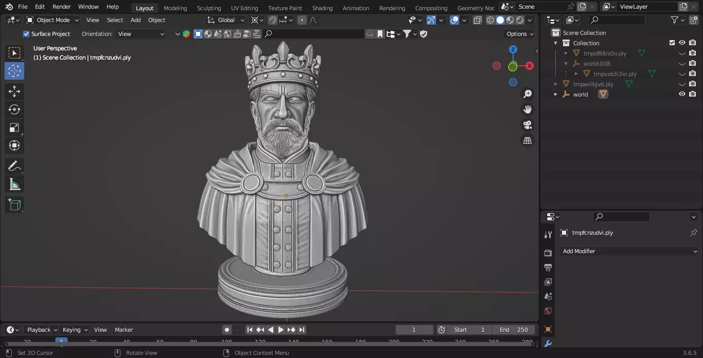 Medieval French King Chess Piece 3D print model_2