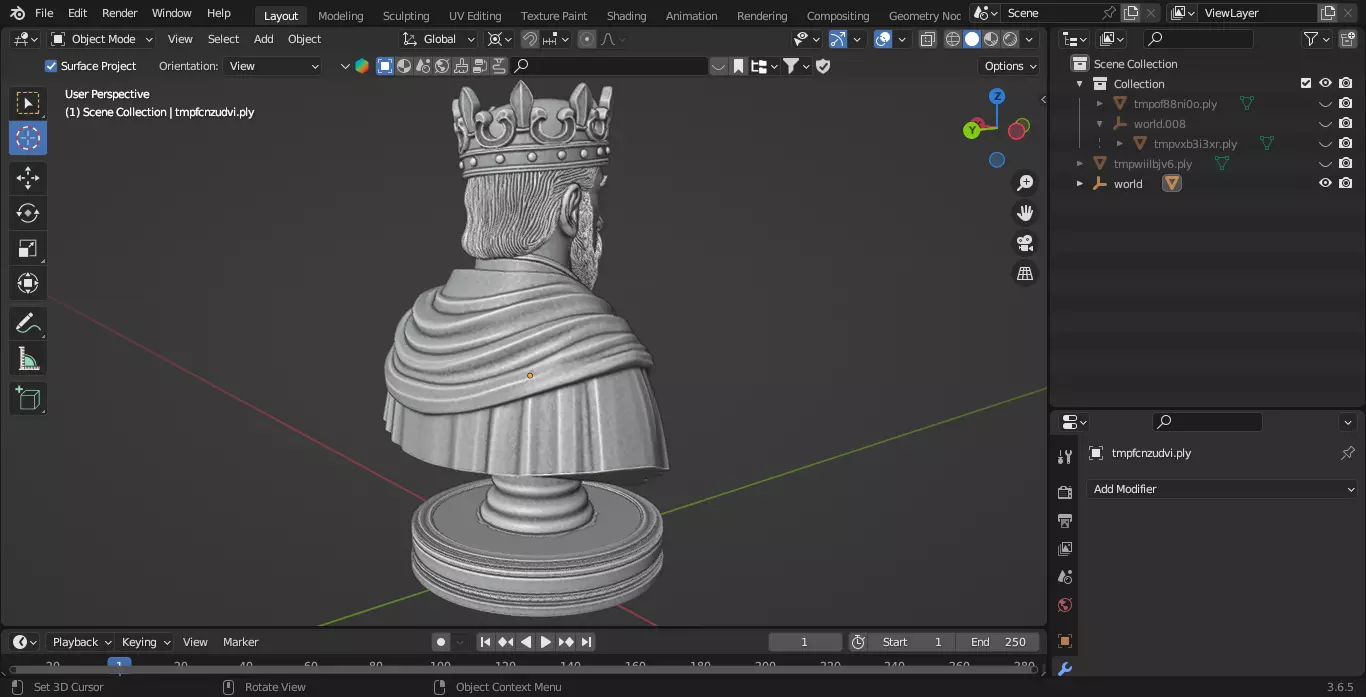 Medieval French King Chess Piece 3D print model_6
