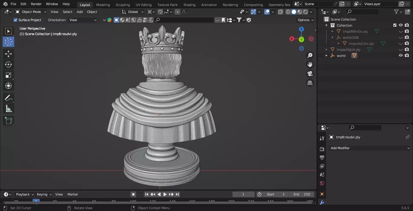 Medieval French King Chess Piece 3D print model_7
