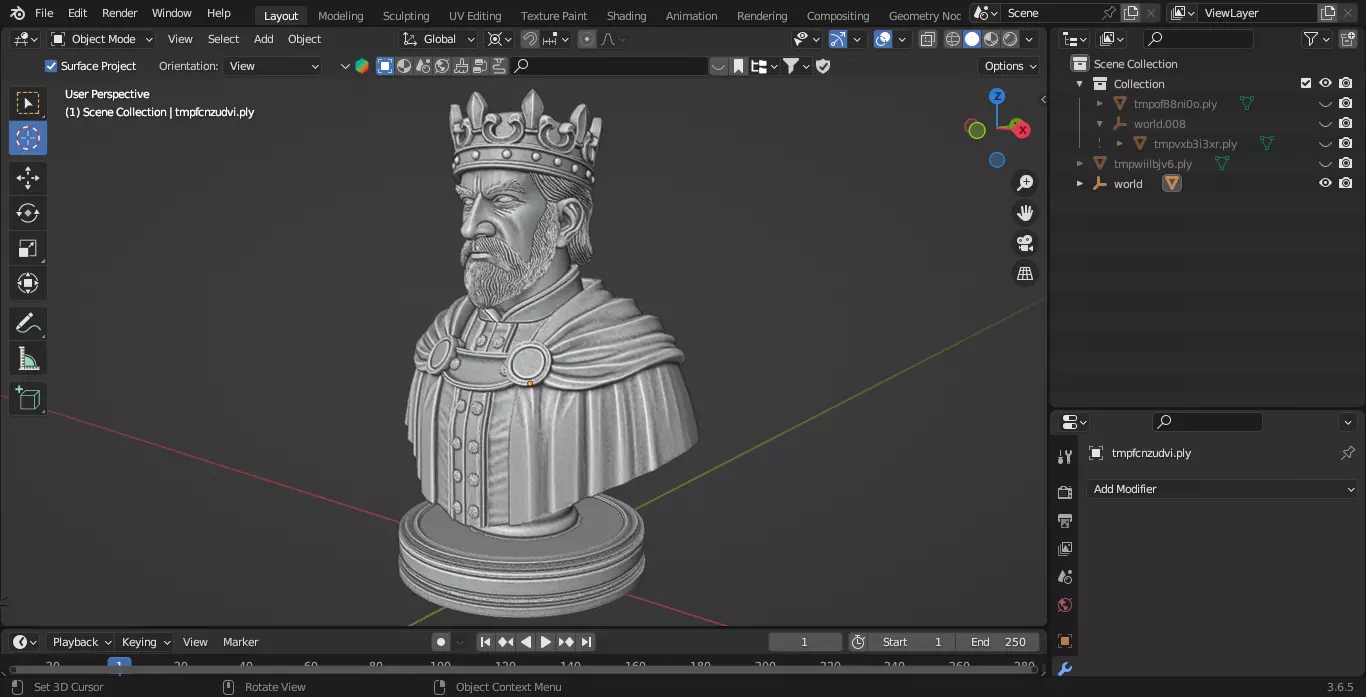 Medieval French King Chess Piece 3D print model_1