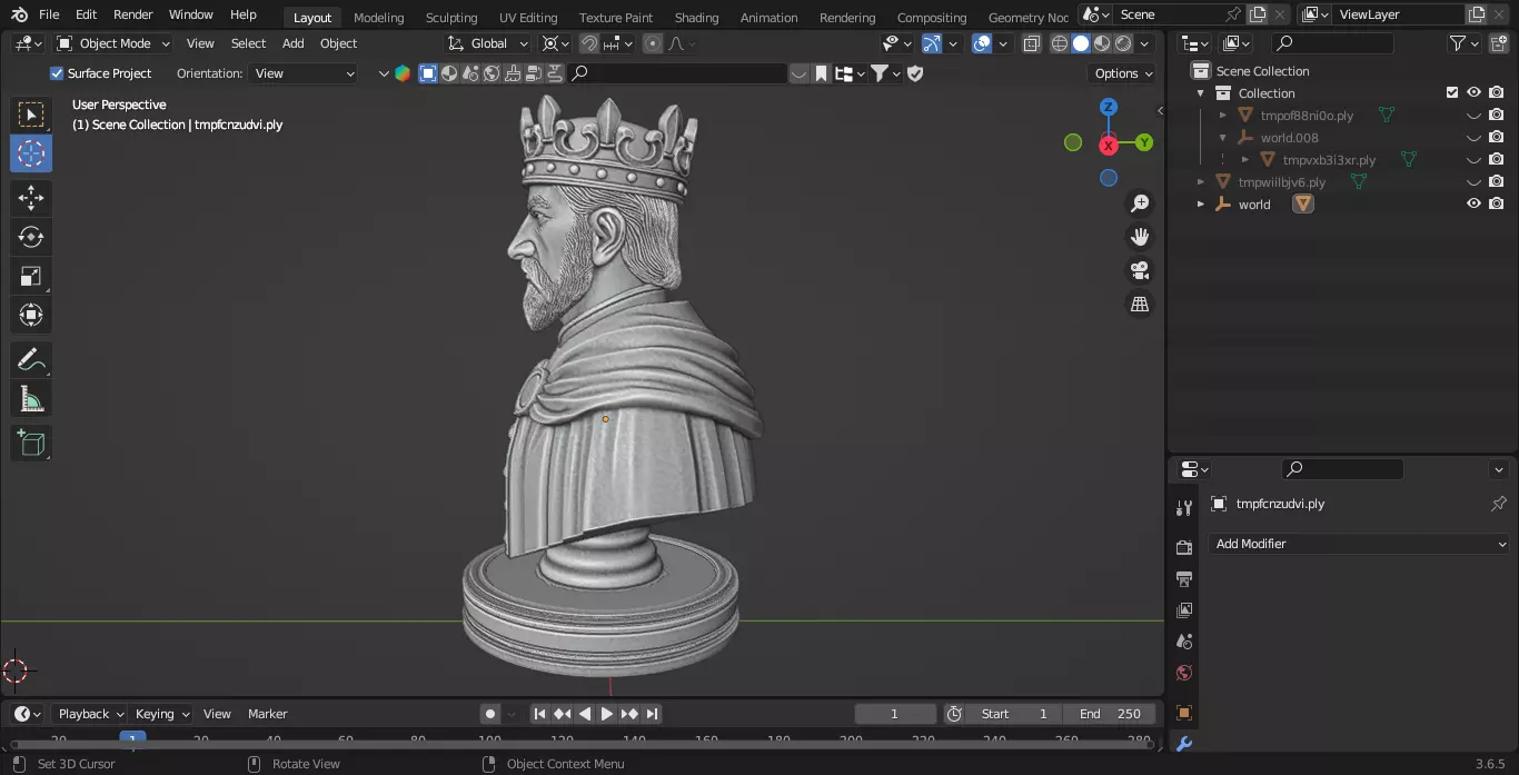 Medieval French King Chess Piece 3D print model_4