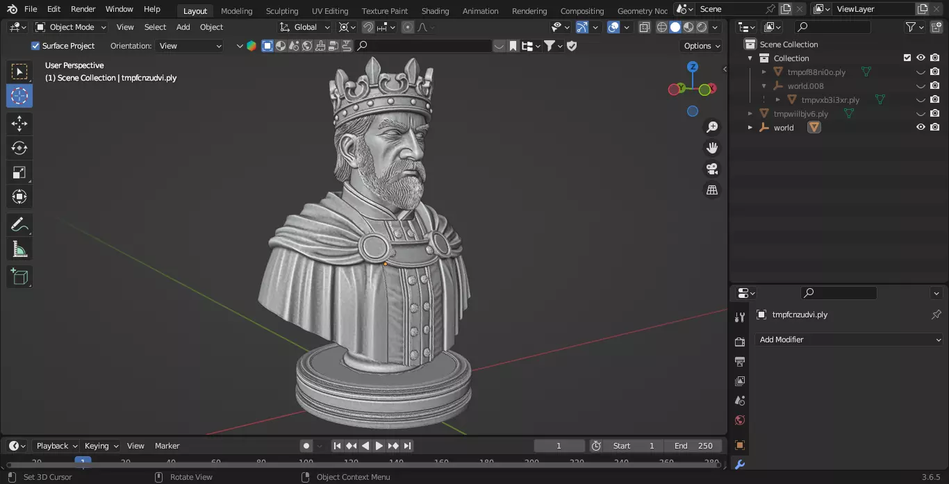 Medieval French King Chess Piece 3D print model_3