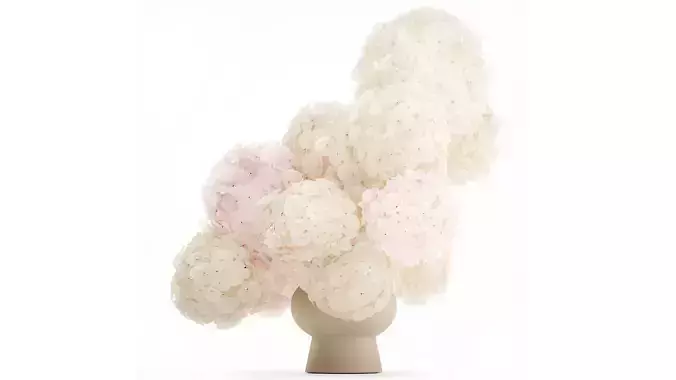  Bouquet pink flowers white hydrangea modern vase decor