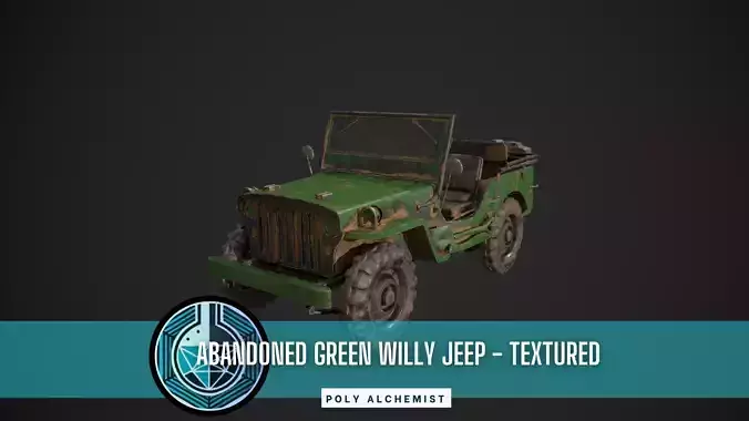 Abandoned Green Willy Jeep - Textured