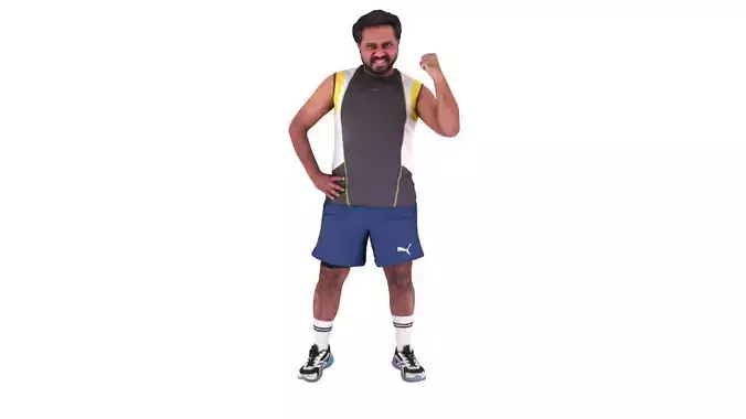 Male Kabaddi Player Scanned Action Pose 3D Model