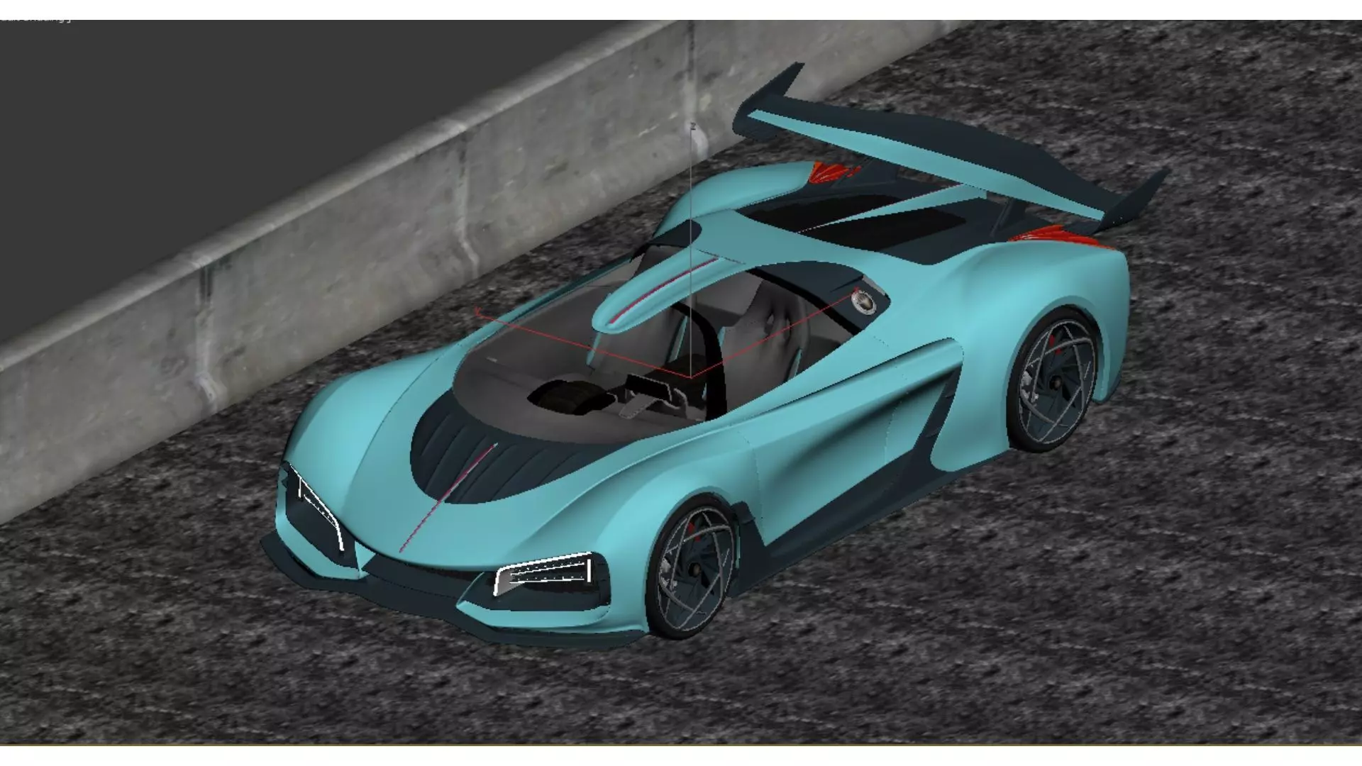 Green and futuristic supercar Low-poly 3D model_5