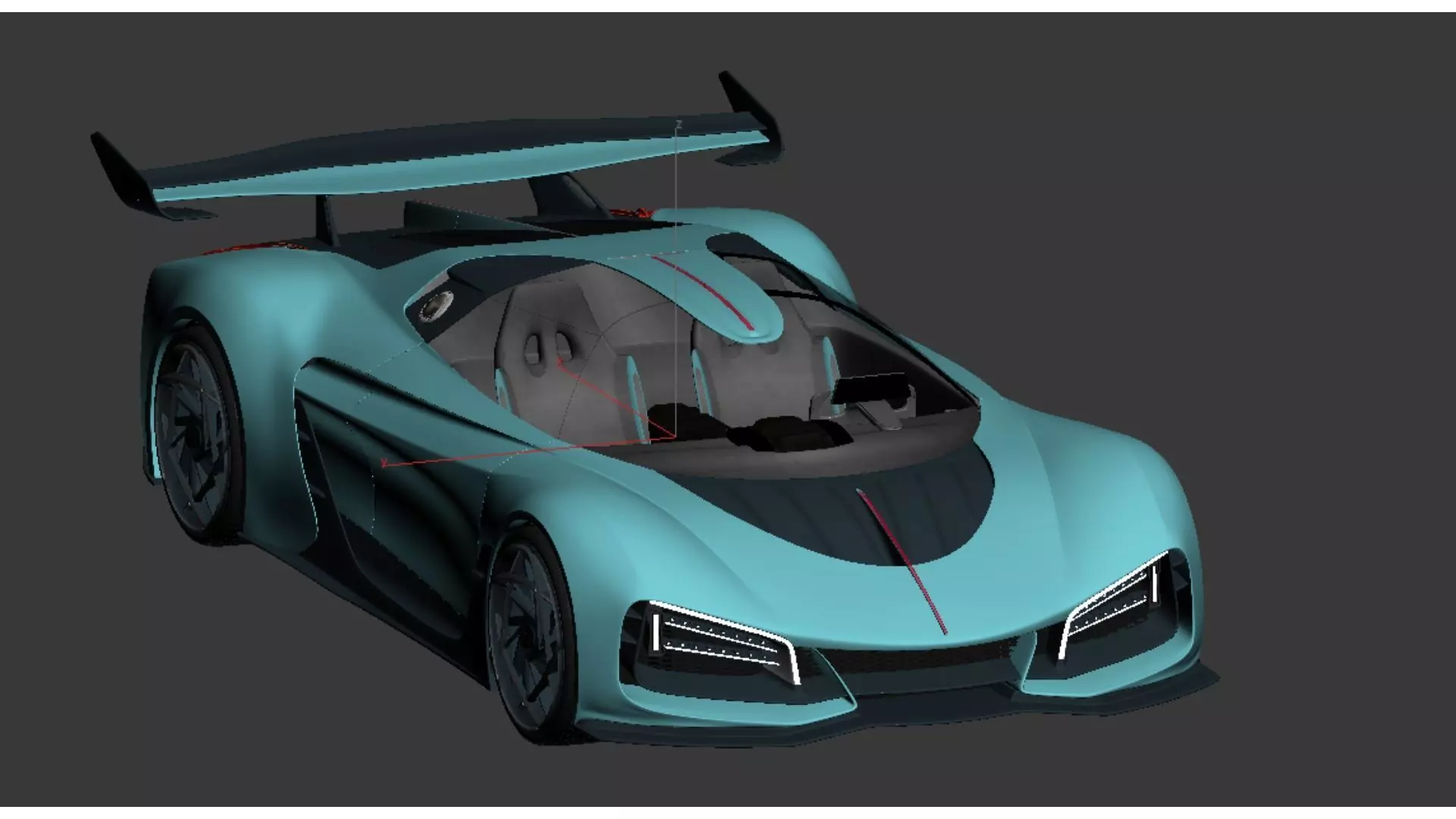 Green and futuristic supercar Low-poly 3D model_4