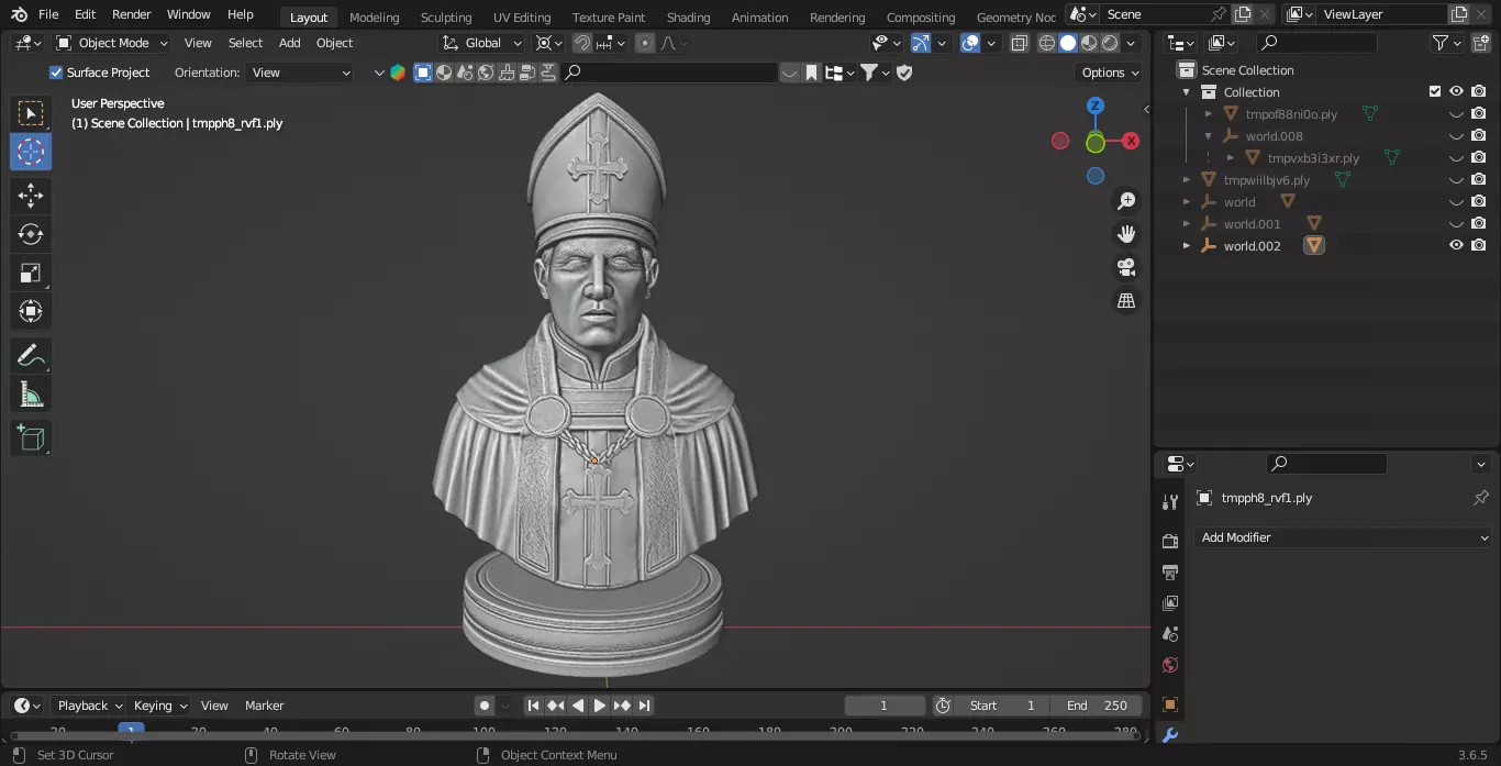 Medieval French Bishop Chess Piece 3D print model_2