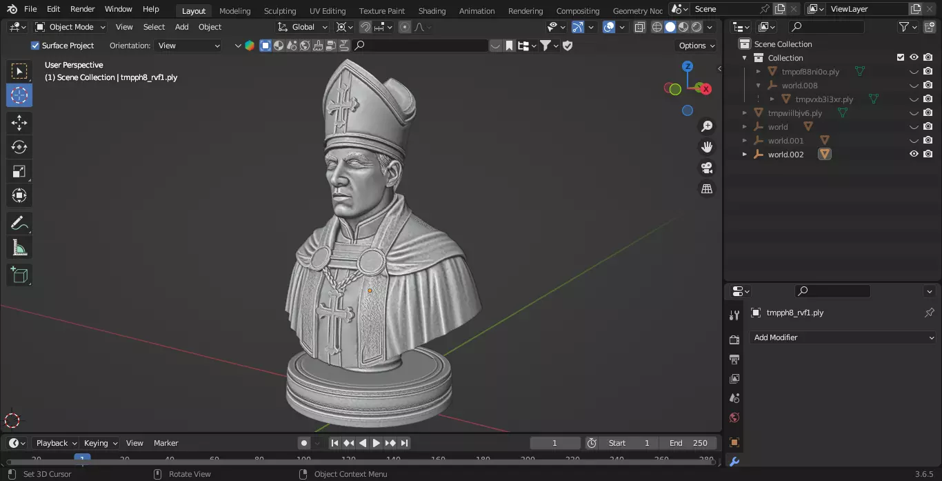 Medieval French Bishop Chess Piece 3D print model_1