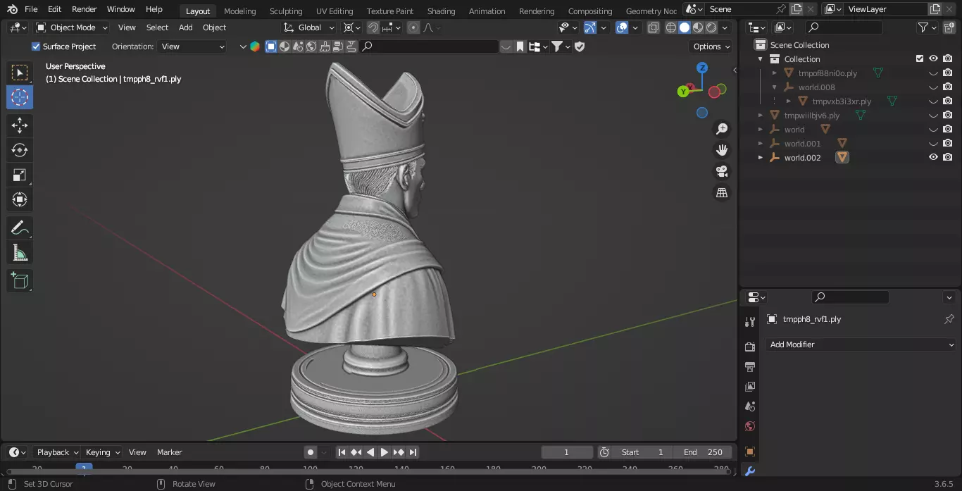 Medieval French Bishop Chess Piece 3D print model_6
