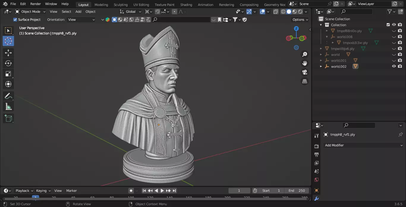 Medieval French Bishop Chess Piece 3D print model_3
