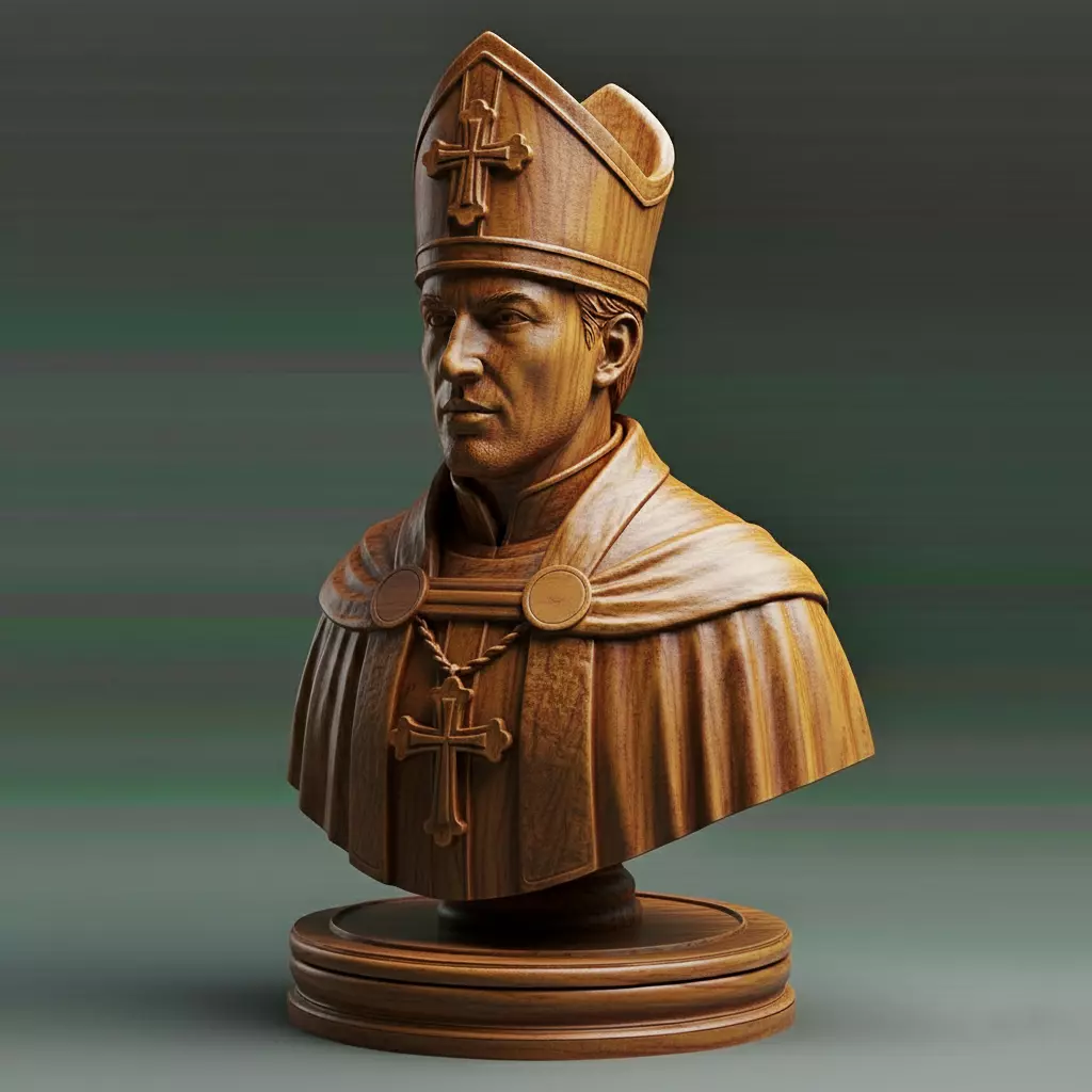 Medieval French Bishop Chess Piece 3D print model_0