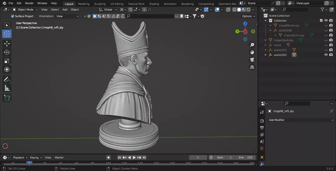 Medieval French Bishop Chess Piece 3D print model_5