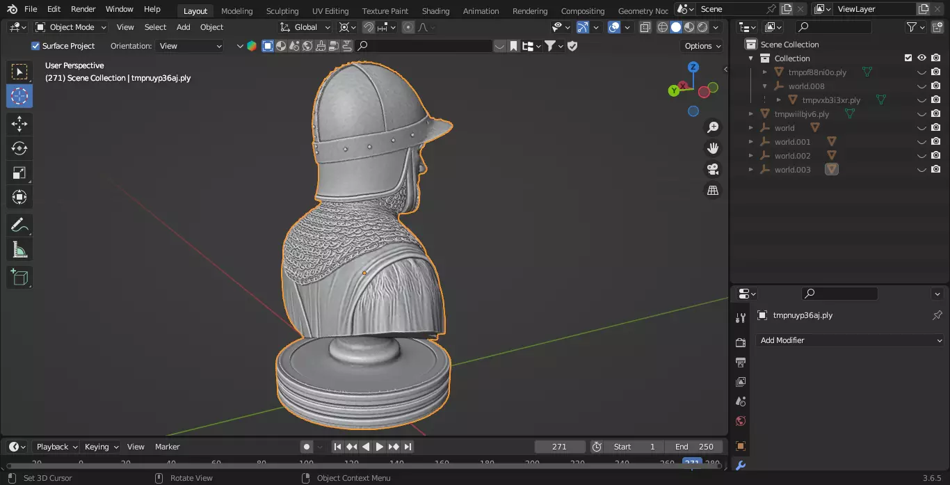 Medieval French Soldier Pawn Chess Piece 3D print model_6