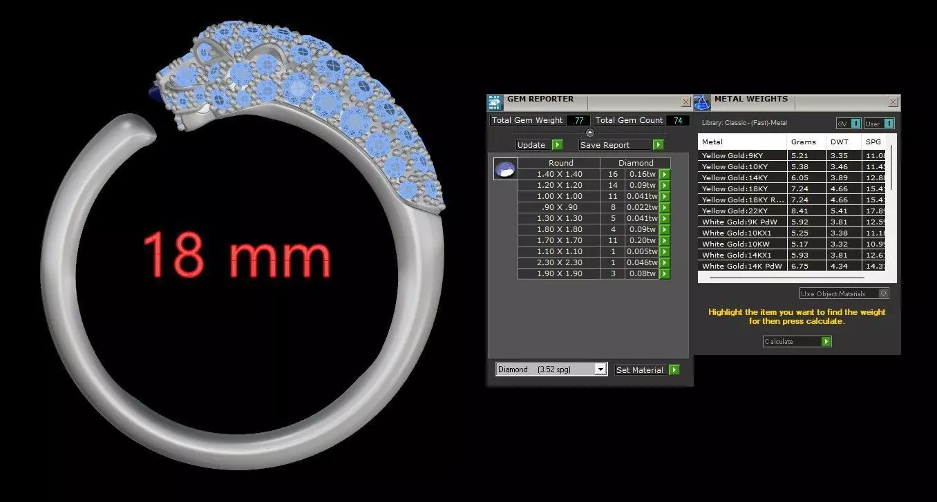 Panther Ring Small Half Paved-Lower Weight 3D print model_13