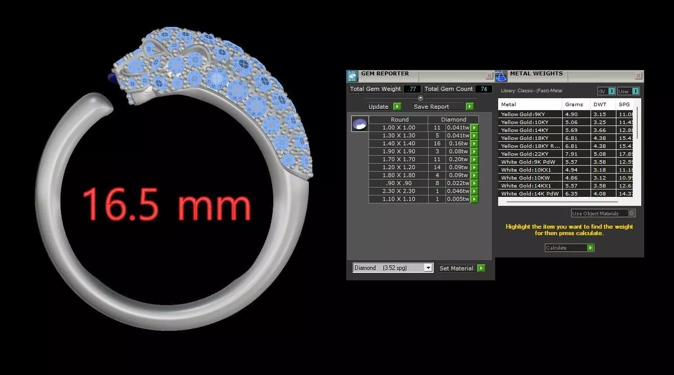 Panther Ring Small Half Paved-Lower Weight 3D print model_10