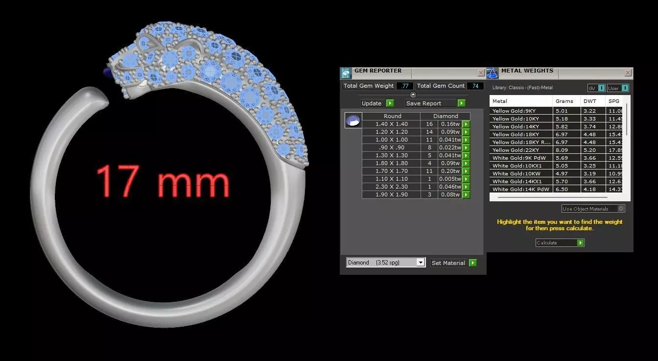 Panther Ring Small Half Paved-Lower Weight 3D print model_11