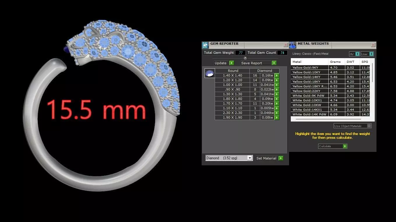 Panther Ring Small Half Paved-Lower Weight 3D print model_8