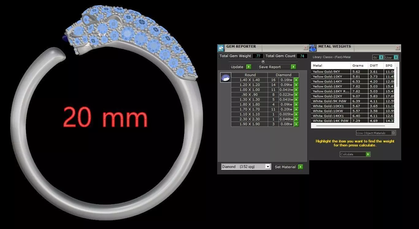 Panther Ring Small Half Paved-Lower Weight 3D print model_17