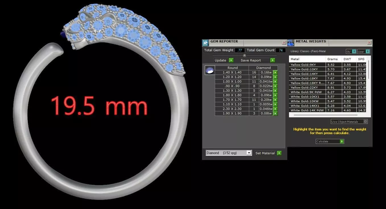 Panther Ring Small Half Paved-Lower Weight 3D print model_16