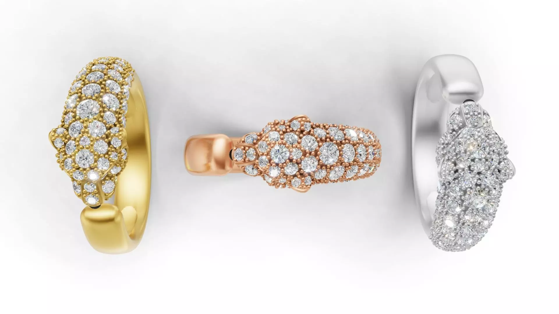 Panther Ring Small Half Paved-Lower Weight 3D print model_3