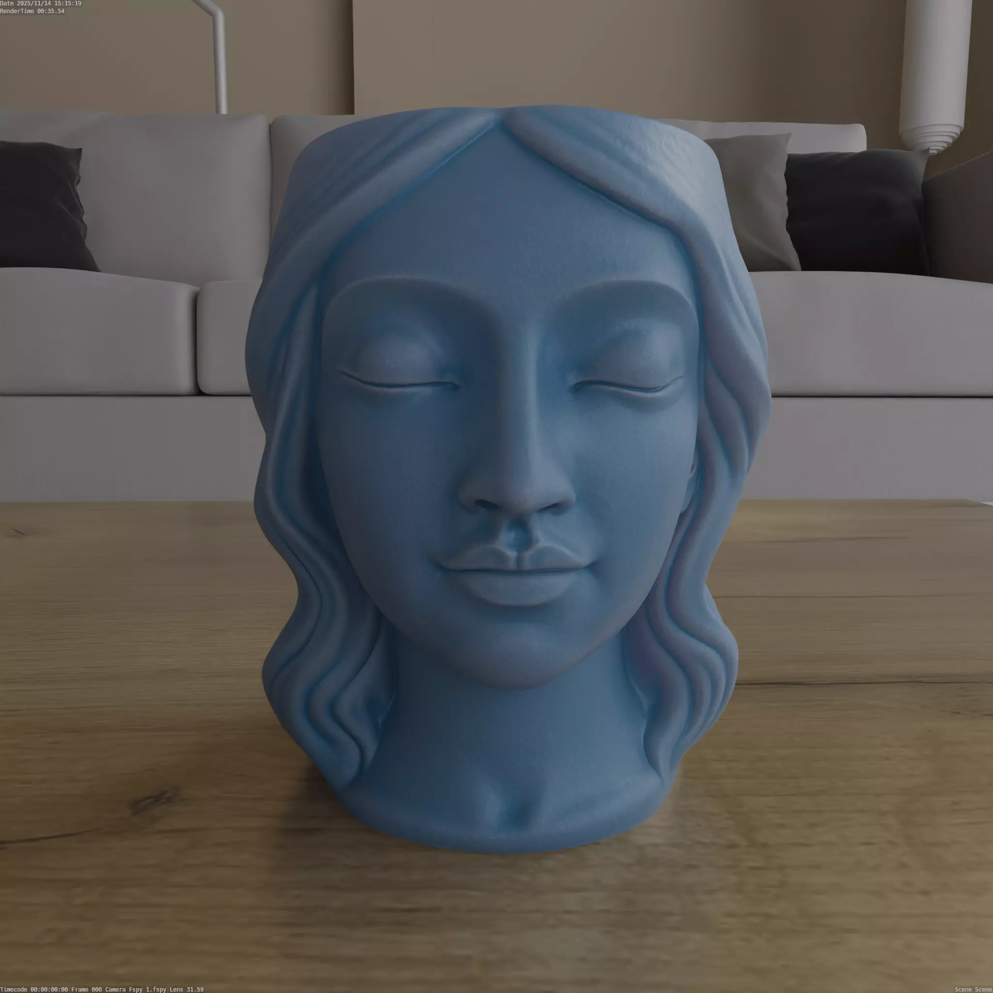 Serene Woman Head Planter STL Model 3D print model