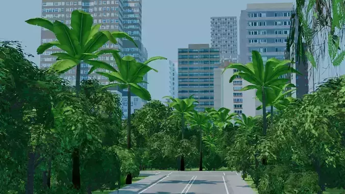 City Downtown Skyscraper Street 06 - DAY Low-poly 3D model 6
