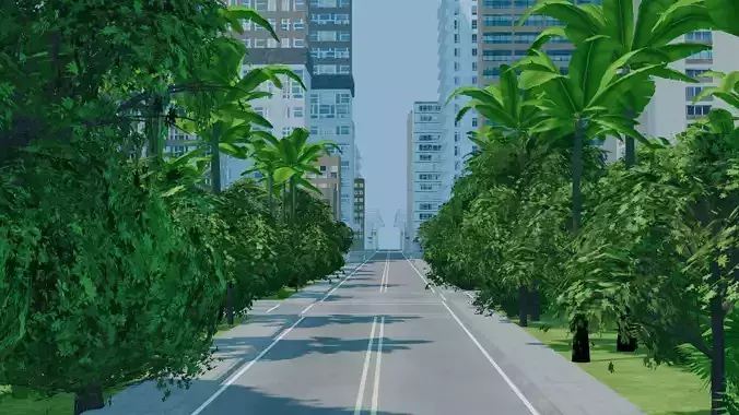 City Downtown Skyscraper Street 06 - DAY Low-poly 3D model 5