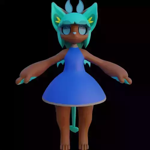 Stylized Cat Girl VRChat Avatar 3d Model