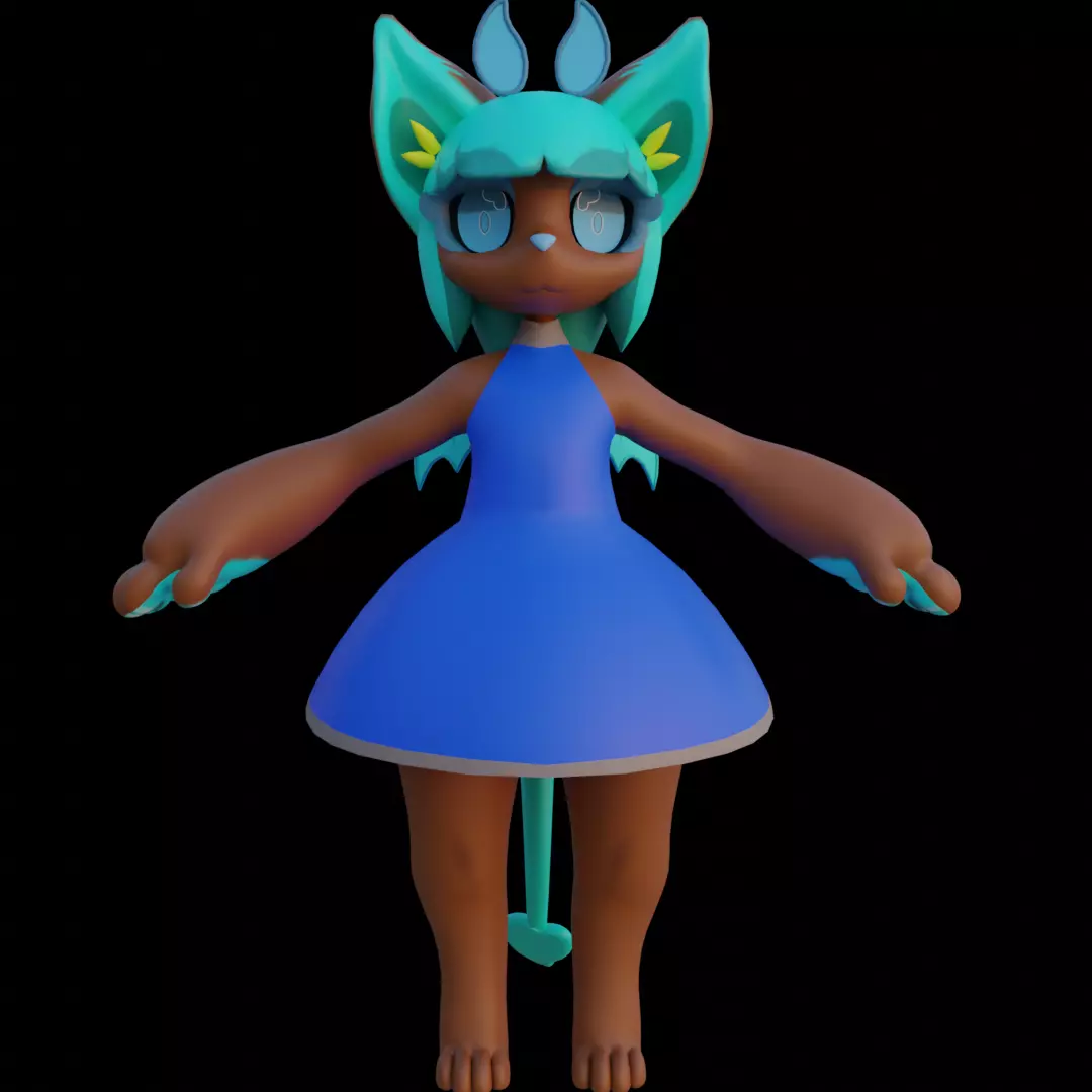 Stylized Cat Girl VRChat Avatar 3d Model Low-poly 3D model_0