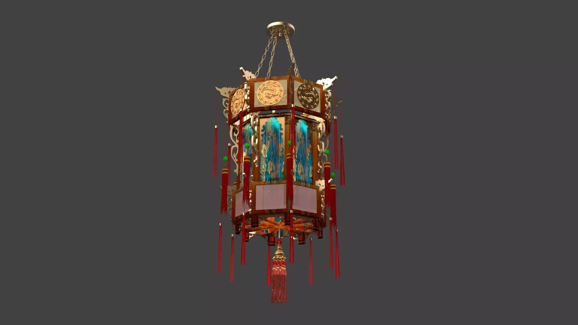 Chinese palace lantern  Low-poly 3D model_10
