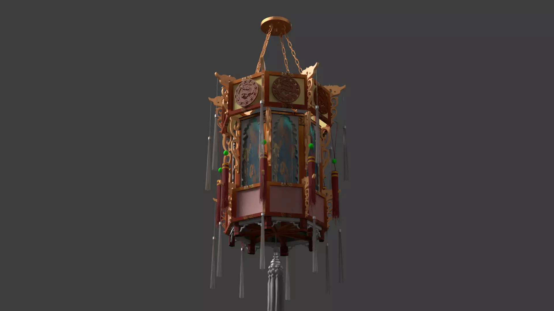 Chinese palace lantern  Low-poly 3D model_11