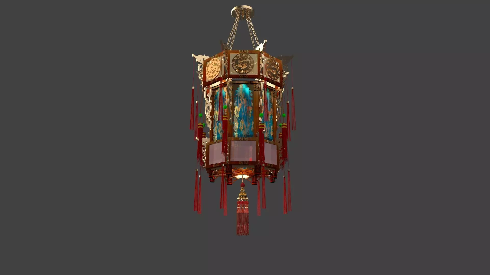Chinese palace lantern  Low-poly 3D model_6