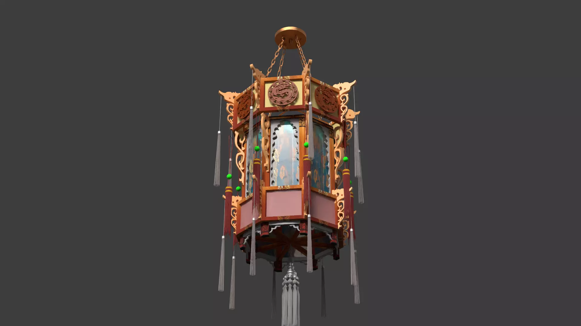 Chinese palace lantern  Low-poly 3D model_5