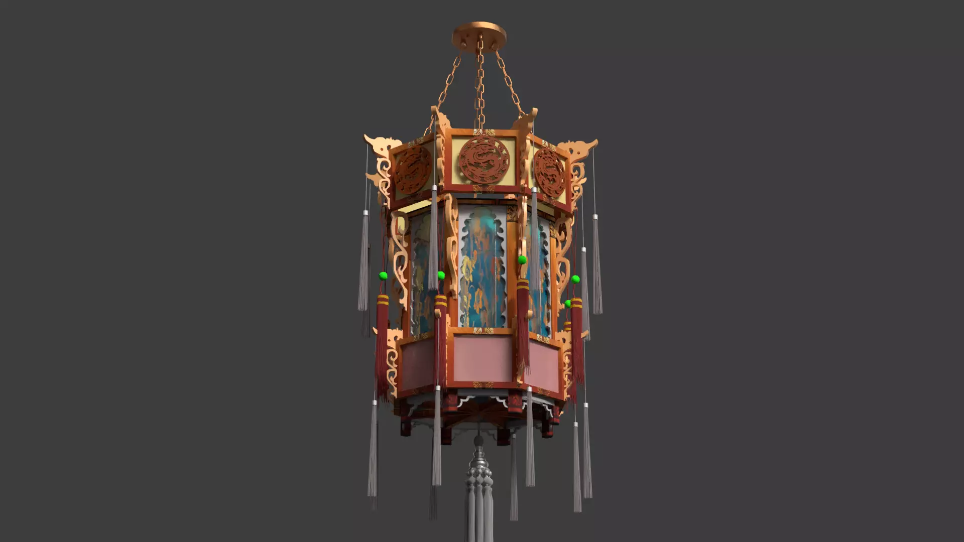 Chinese palace lantern  Low-poly 3D model_7