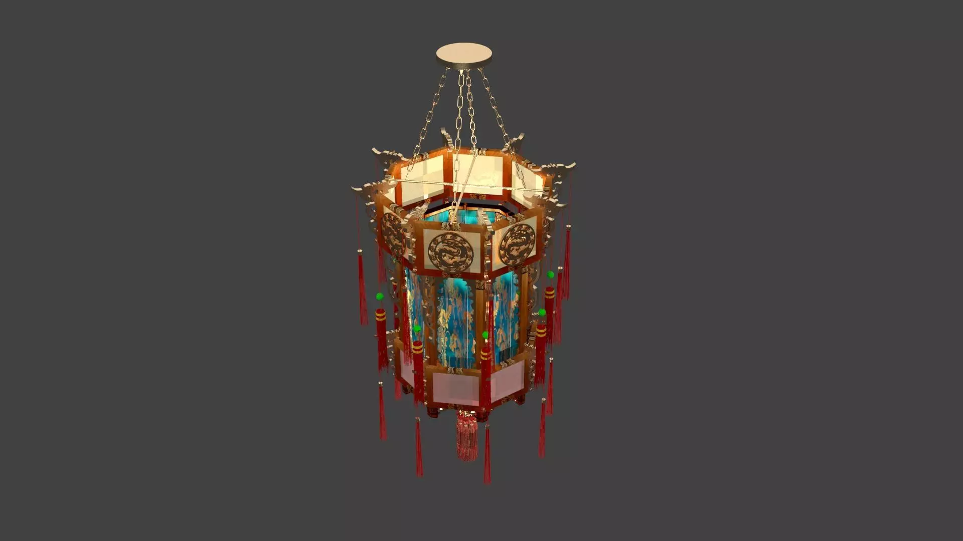 Chinese palace lantern  Low-poly 3D model_0