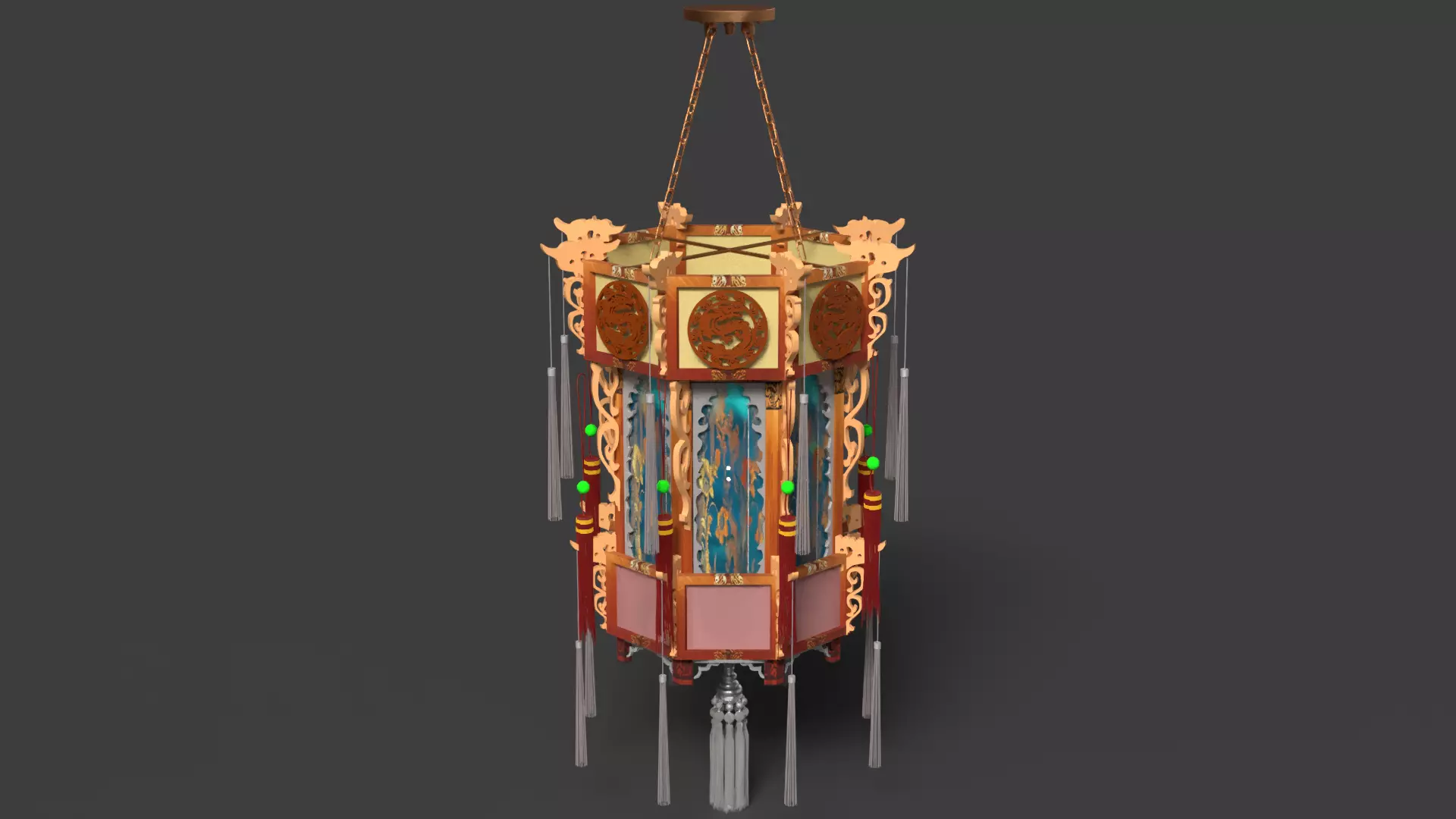 Chinese palace lantern  Low-poly 3D model_3