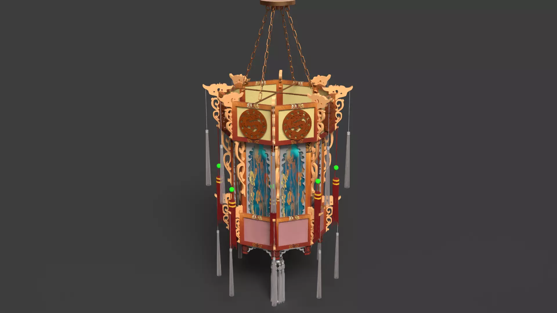 Chinese palace lantern  Low-poly 3D model_9