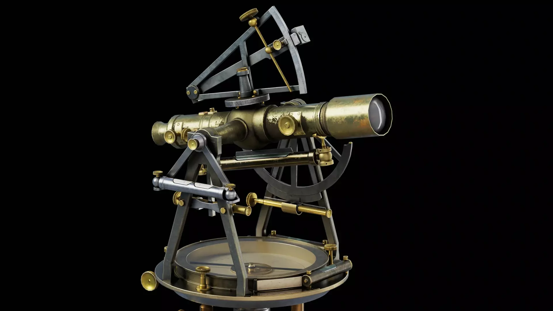 Antique Land Surveying Instrument Low-poly 3D model