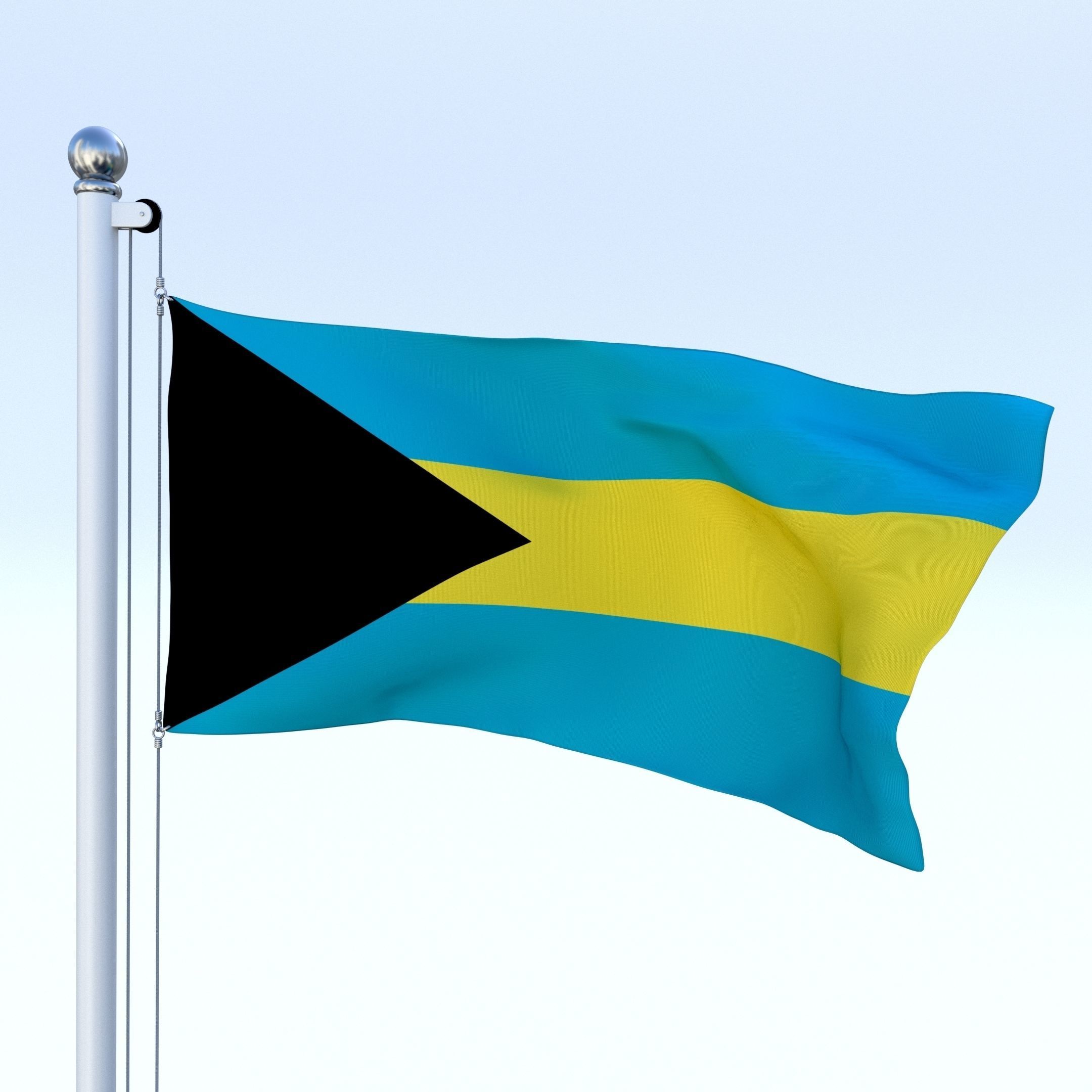 Animated Bahamas Flag Low-poly 3D model_2