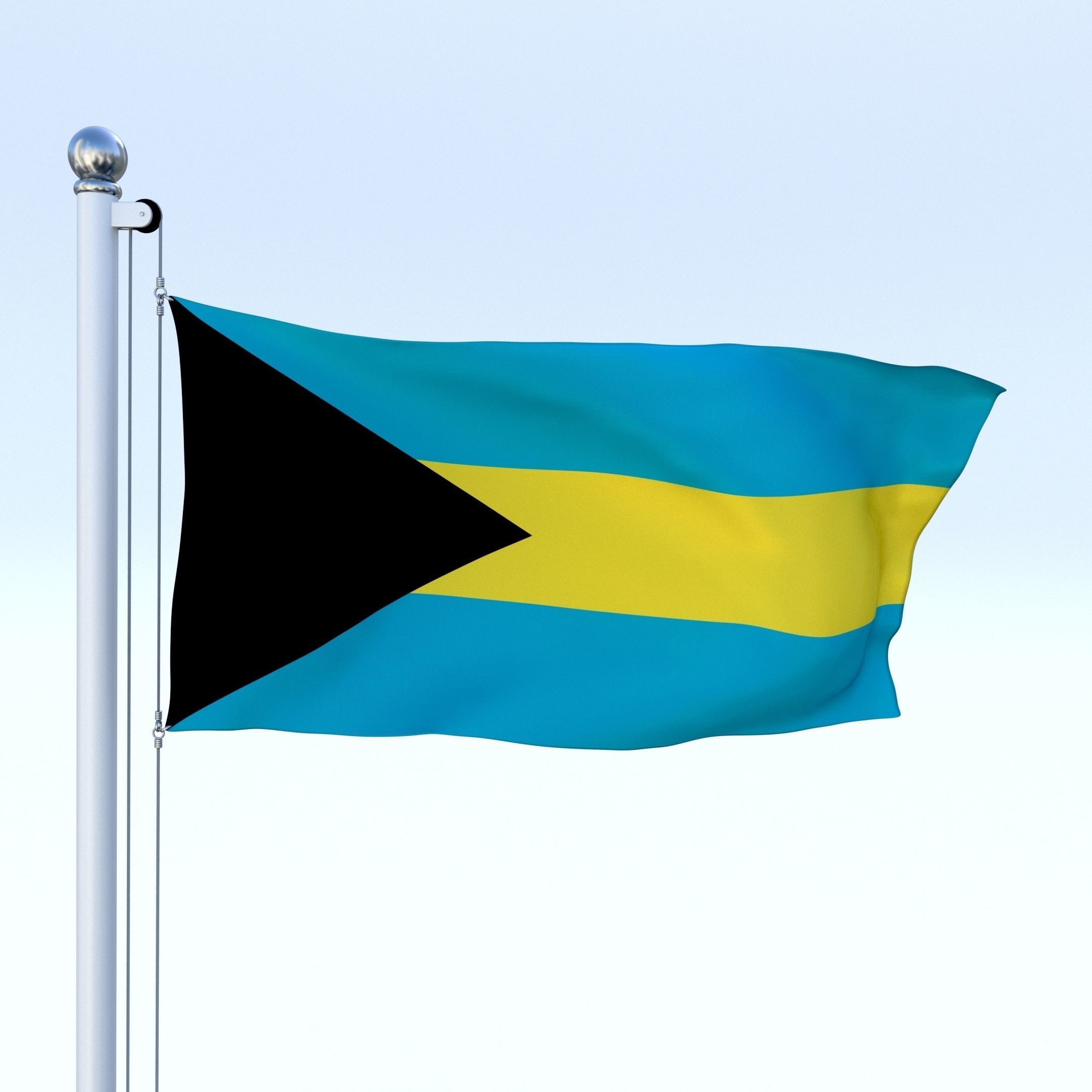 Animated Bahamas Flag Low-poly 3D model_26
