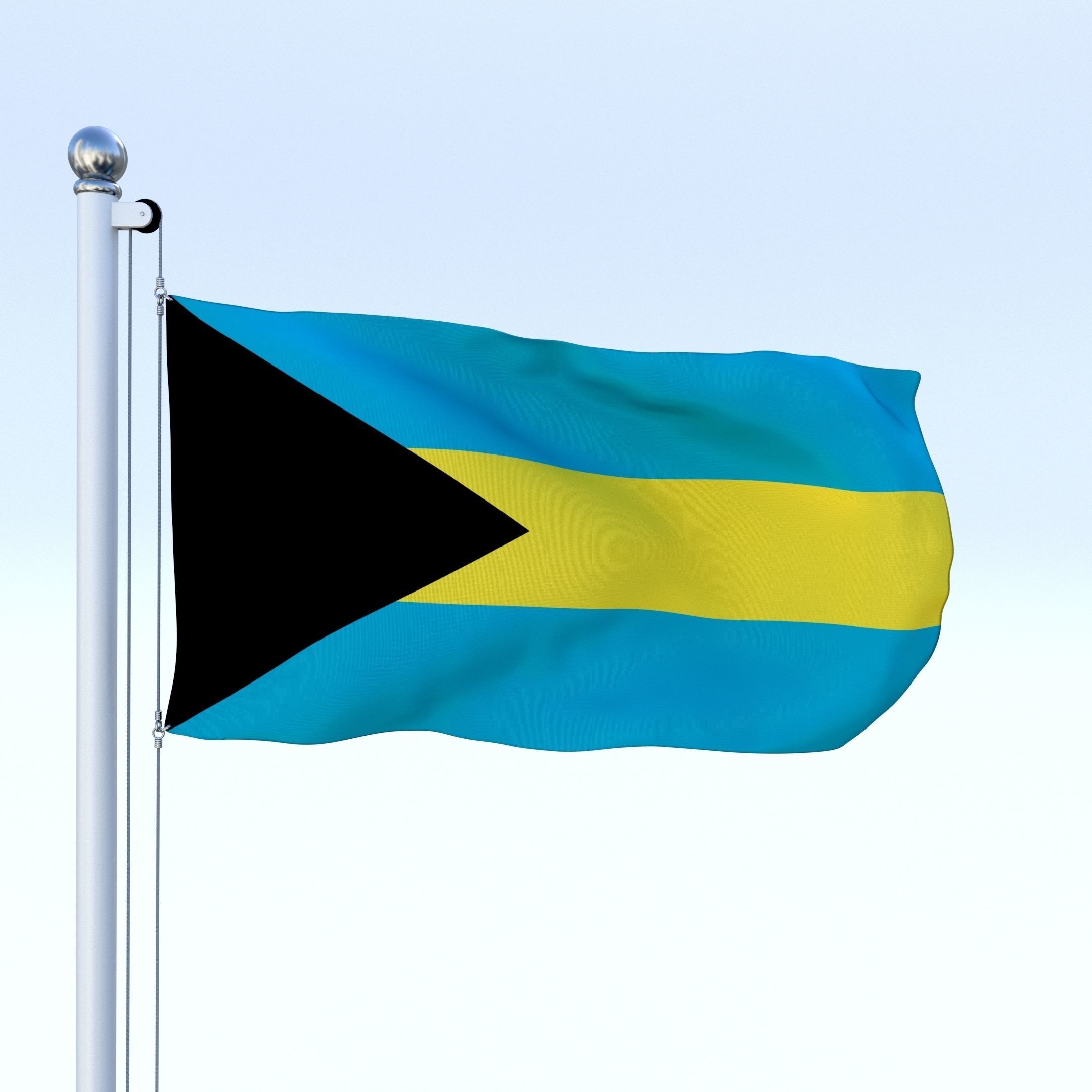 Animated Bahamas Flag Low-poly 3D model_18
