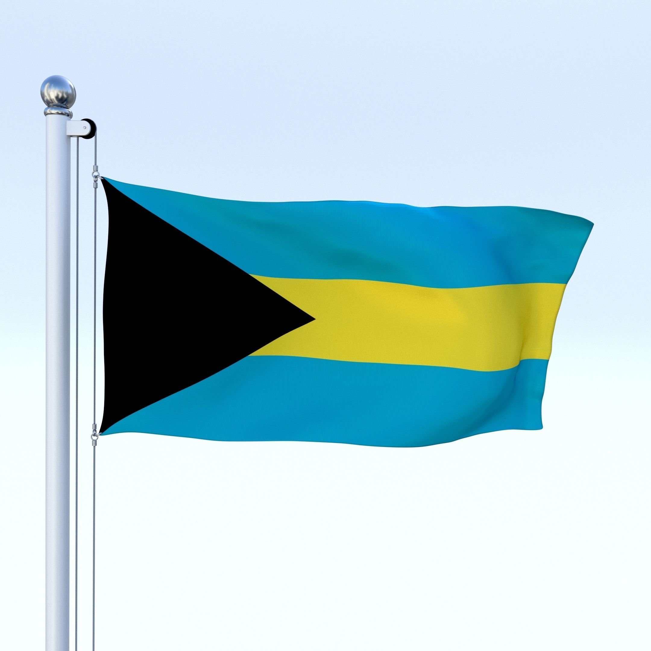 Animated Bahamas Flag Low-poly 3D model_16